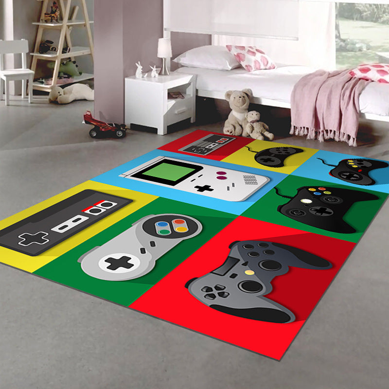 Trendy Gamepad Pattern Carpet Polyester Area Rug Stain Resistant Rug for Living Room