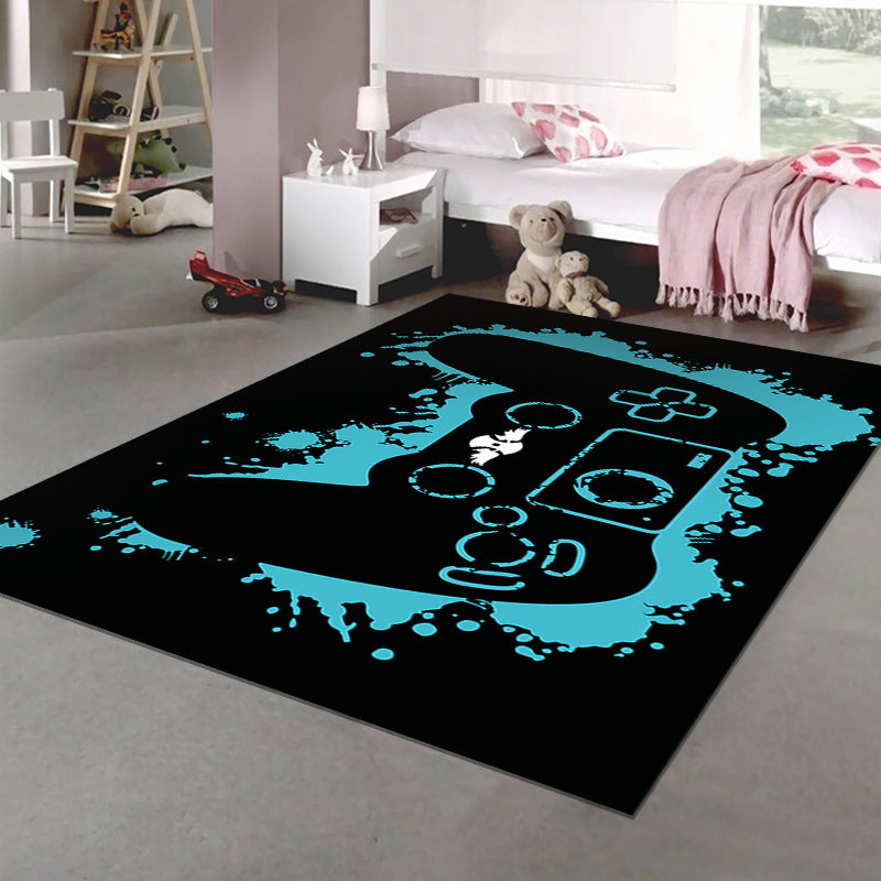 Trendy Gamepad Pattern Carpet Polyester Area Rug Stain Resistant Rug for Living Room