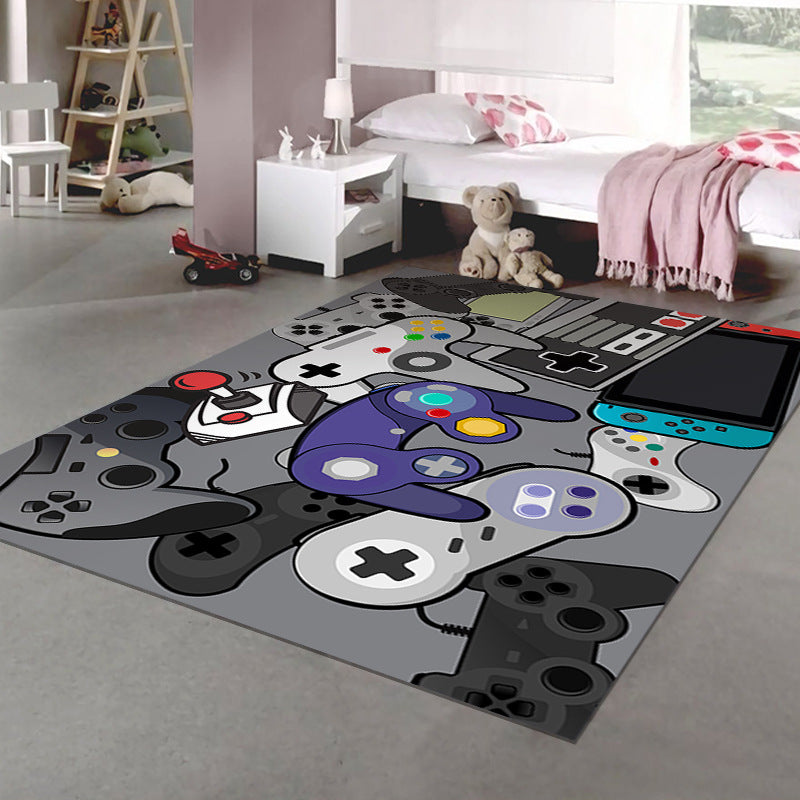 Trendy Gamepad Pattern Carpet Polyester Area Rug Stain Resistant Rug for Living Room