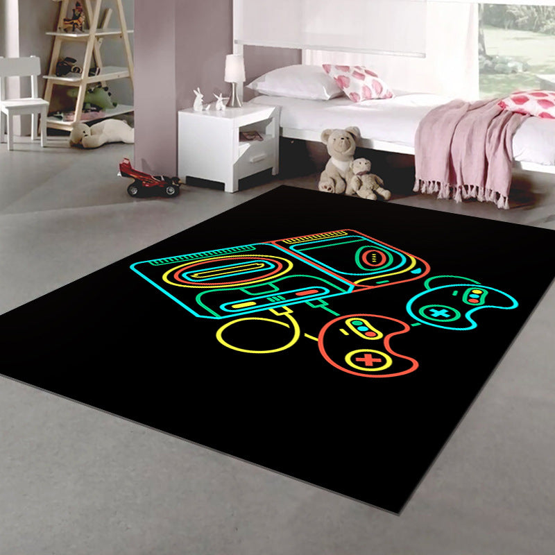 Trendy Gamepad Pattern Carpet Polyester Area Rug Stain Resistant Rug for Living Room