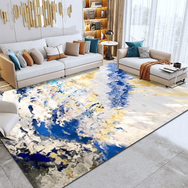 Fancy Carpet Simple Abstract Print Area Rug Polyester Stain Resistant Rug for Home Decor