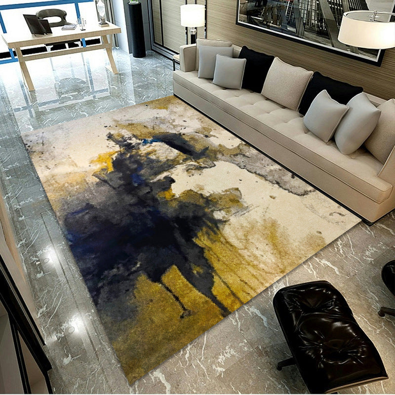 Fancy Carpet Simple Abstract Print Area Rug Polyester Stain Resistant Rug for Home Decor