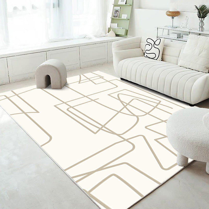 Minimalist Area Rug Simple Living Room Carpet Polyester Rug with Non-Slip Backing