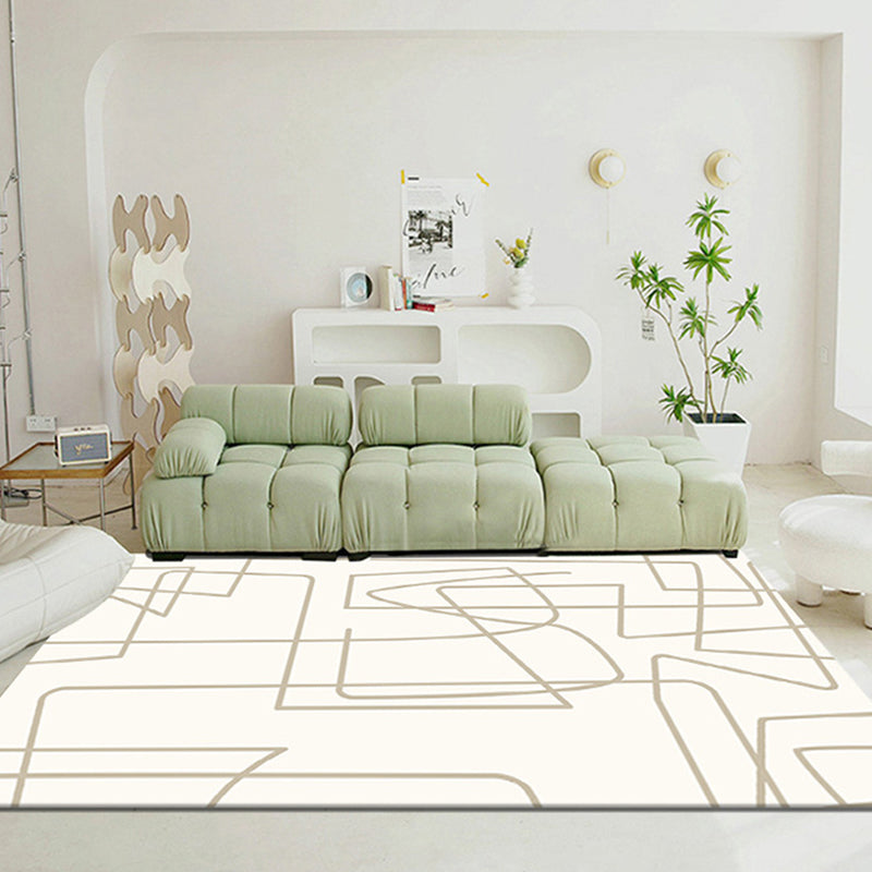 Minimalist Area Rug Simple Living Room Carpet Polyester Rug with Non-Slip Backing