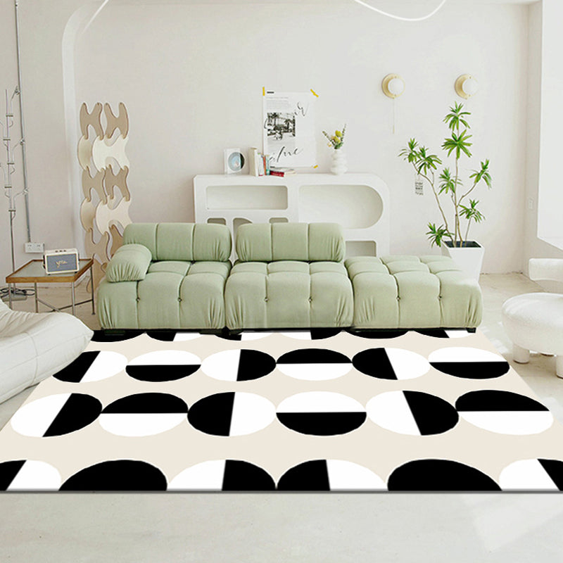 Minimalist Area Rug Simple Living Room Carpet Polyester Rug with Non-Slip Backing