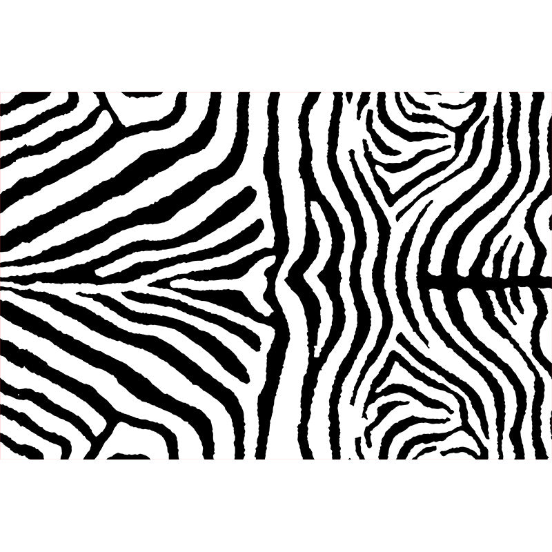 Simplicity Zebra Print Rug Polyester Carpet Non-Slip Backing Area Rug for Living Room