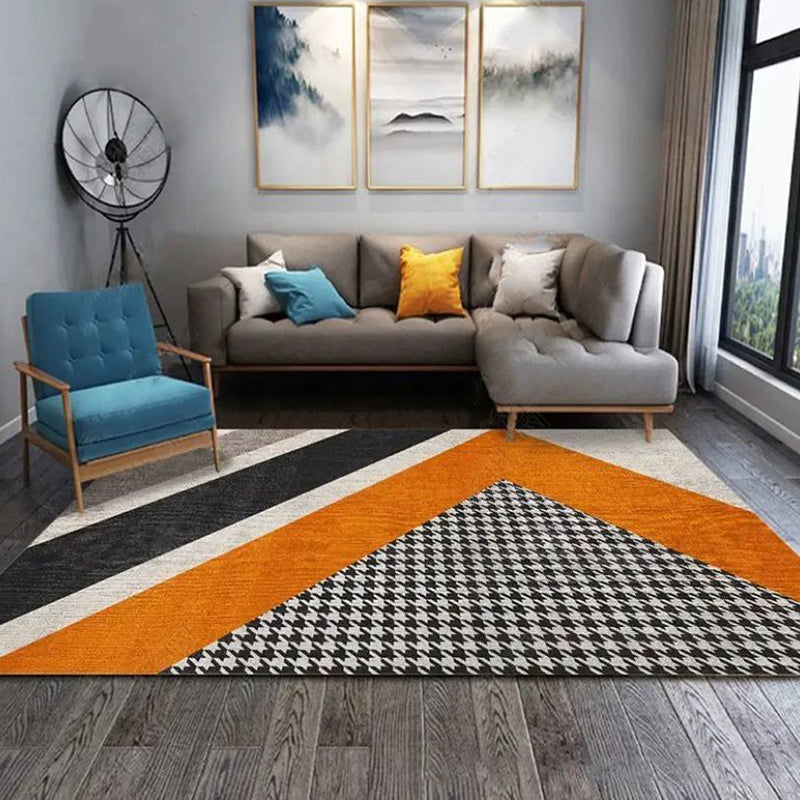 Gorgeous Polyester Rug Trendy Houndstooth Pattern Area Rug Non-Slip Backing Indoor Rug
