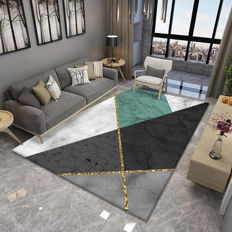 Gorgeous Polyester Rug Trendy Houndstooth Pattern Area Rug Non-Slip Backing Indoor Rug