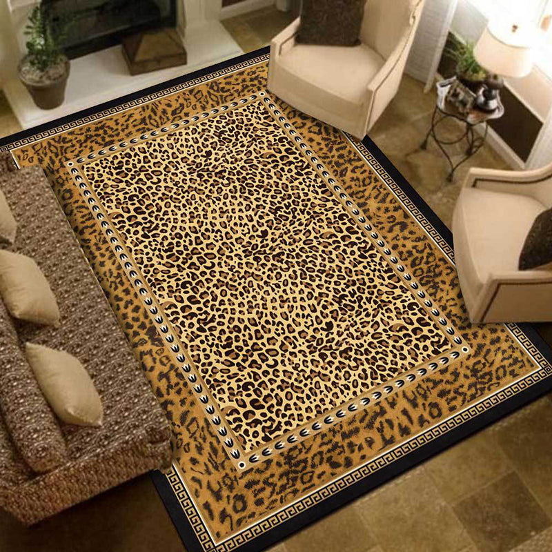 Funky Leopard Print Rug Polyester Indoor Carpet Stain Resistant Carpet for Living Room