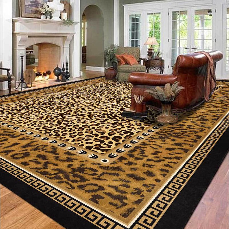 Funky Leopard Print Rug Polyester Indoor Carpet Stain Resistant Carpet for Living Room