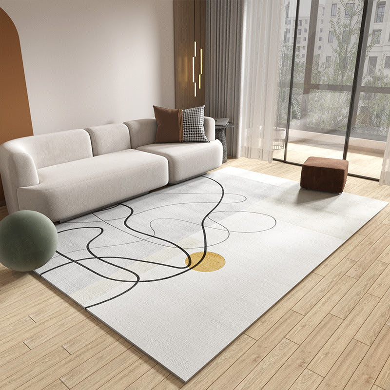 Basic Contrast Panel Carpet Modern Polyester Rug Living Room Rug with Non-Slip Backing