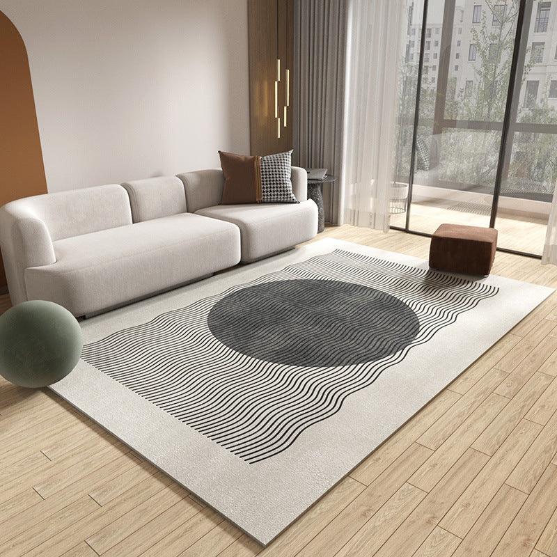 Basic Contrast Panel Carpet Modern Polyester Rug Living Room Rug with Non-Slip Backing
