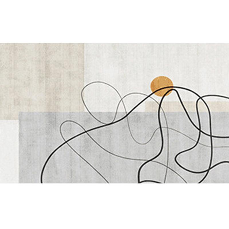 Basic Contrast Panel Carpet Modern Polyester Rug Living Room Rug with Non-Slip Backing