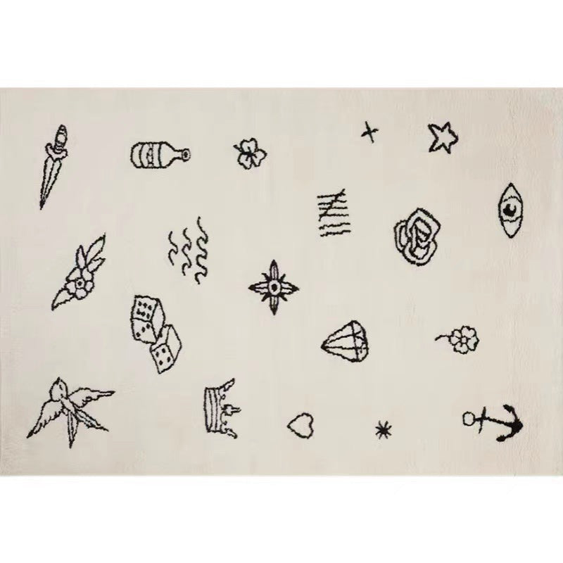 Minimalist Rug Hand Drawn Pattern Rug Polyester Stain Resistant Area Rug for Living Room