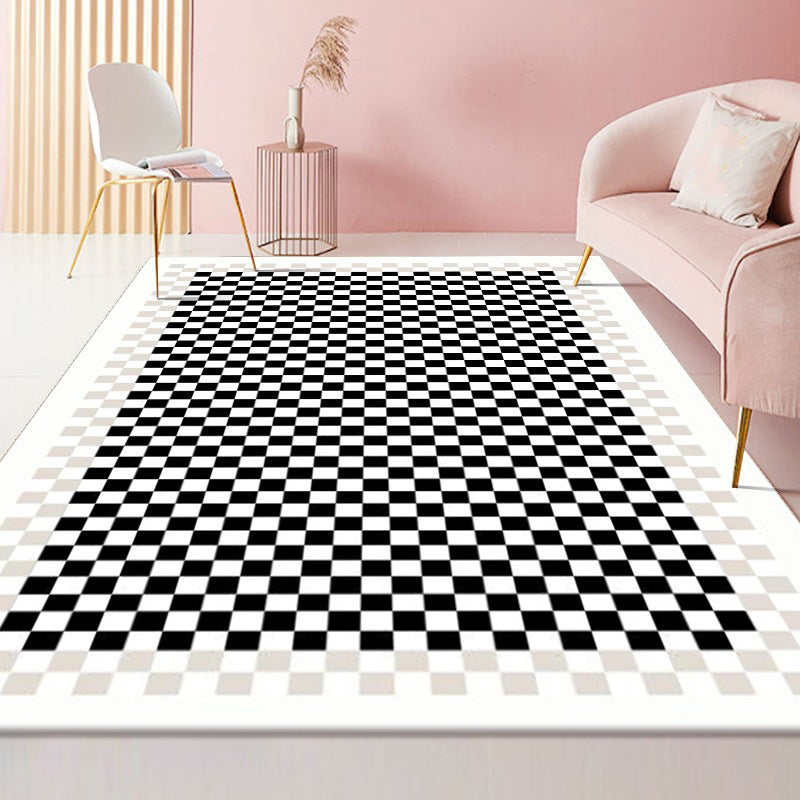 Classical Plaid Print Area Rug Friendly Washable Carpet Anti-Slip Area Rug for Home Decor