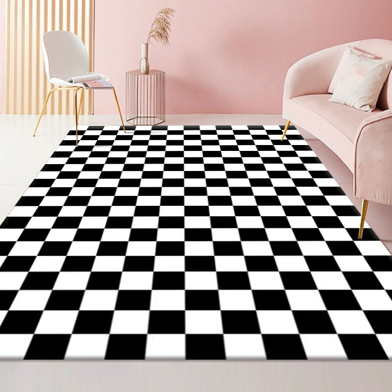 Classical Plaid Print Area Rug Friendly Washable Carpet Anti-Slip Area Rug for Home Decor