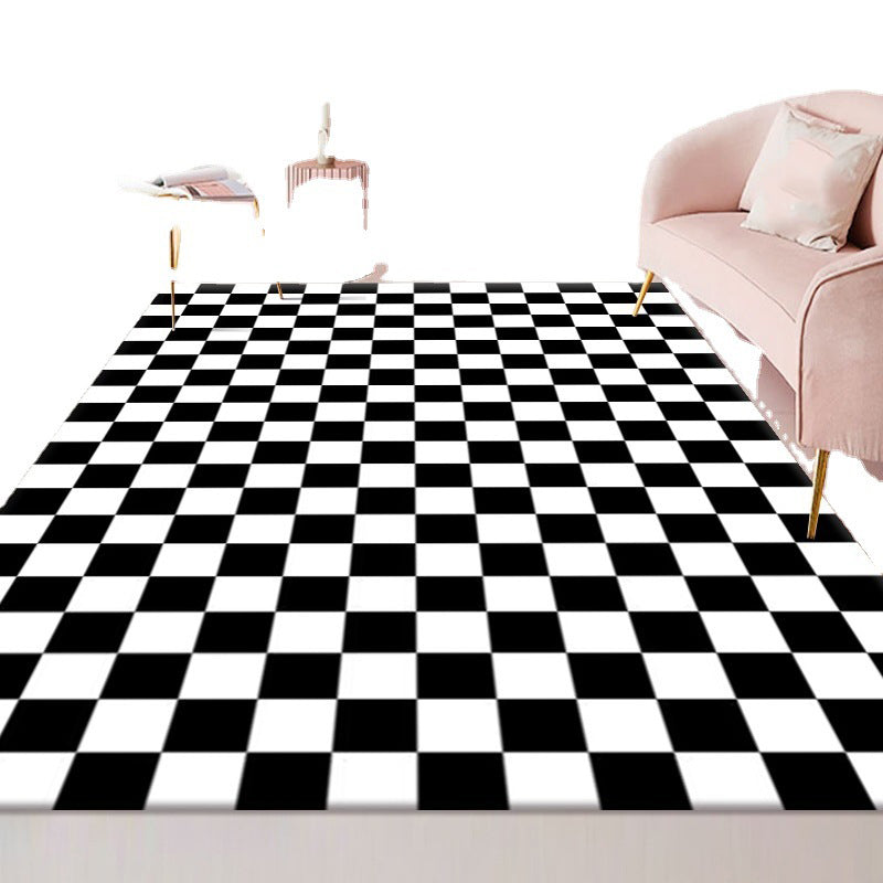 Classical Plaid Print Area Rug Friendly Washable Carpet Anti-Slip Area Rug for Home Decor