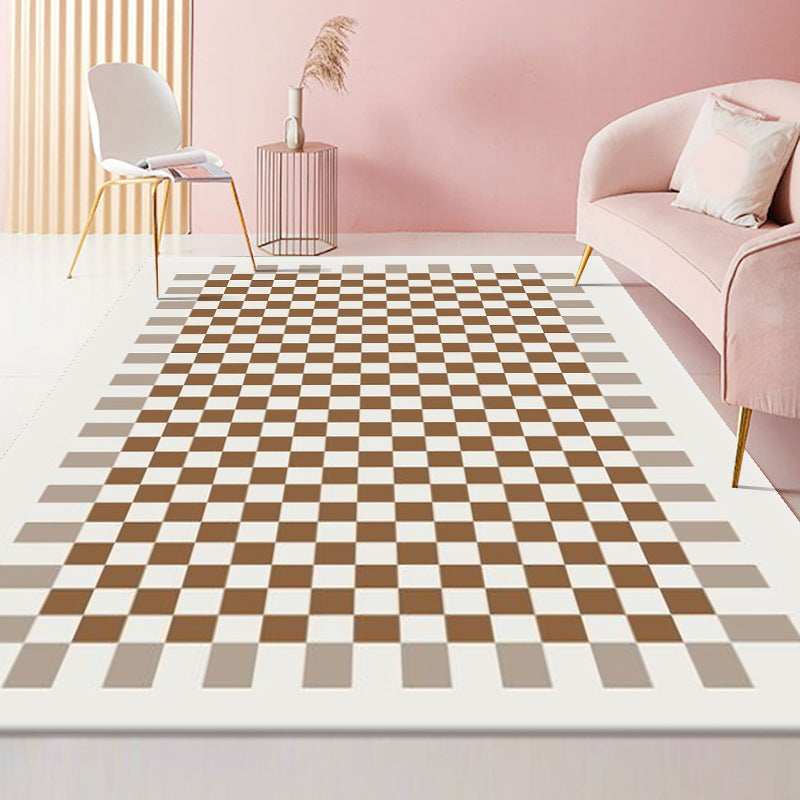 Classical Plaid Print Area Rug Friendly Washable Carpet Anti-Slip Area Rug for Home Decor