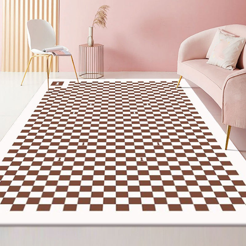 Classical Plaid Print Area Rug Friendly Washable Carpet Anti-Slip Area Rug for Home Decor