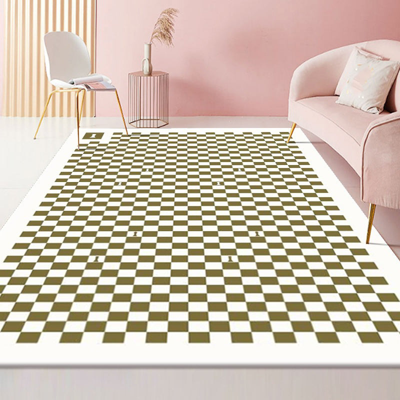Classical Plaid Print Area Rug Friendly Washable Carpet Anti-Slip Area Rug for Home Decor