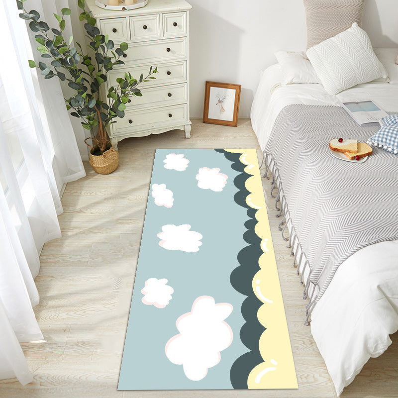 Trendy Cloud Pattern Rug Runner Polyester Carpet Non-Slip Backing Area Rug for Bedroom