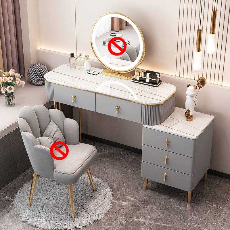 Stone Top Makeup Vanity Desk Table Metal and Engineered Wood Dresser