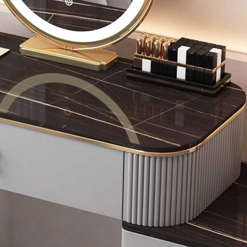 Stone Top Makeup Vanity Desk Table Metal and Engineered Wood Dresser