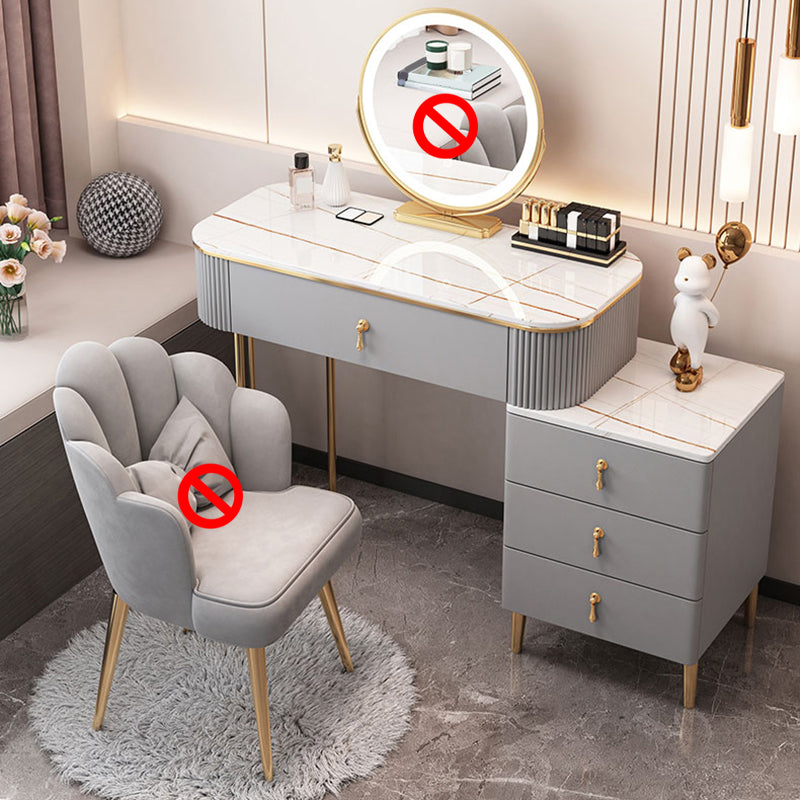 Stone Top Makeup Vanity Desk Table Metal and Engineered Wood Dresser