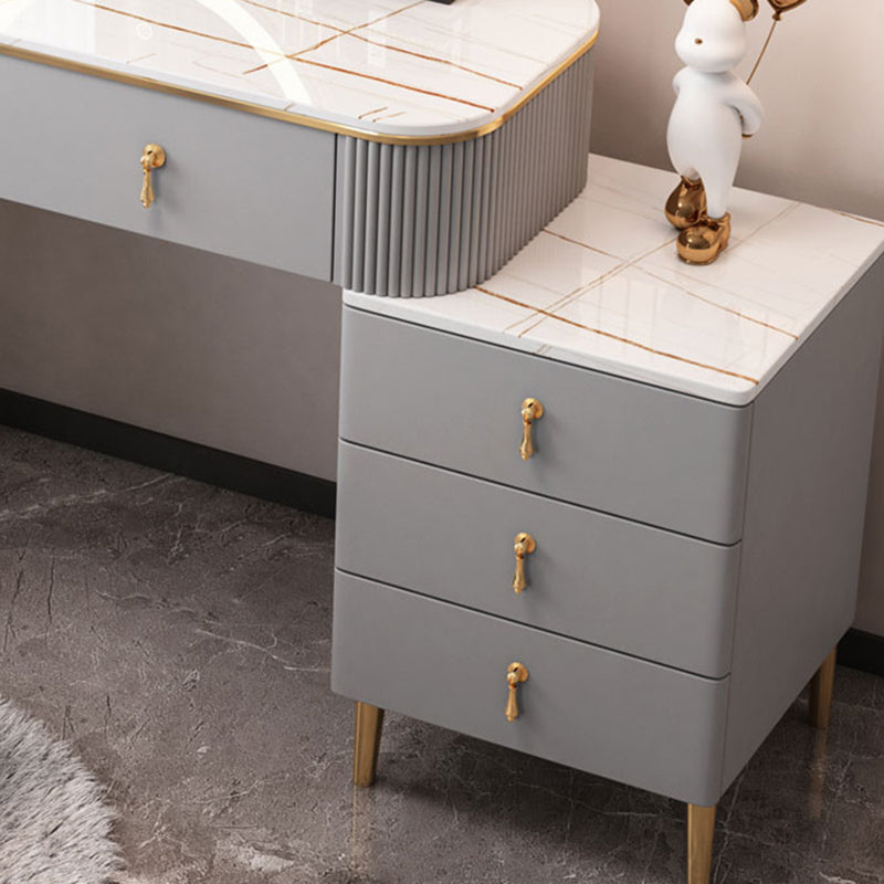 Stone Top Makeup Vanity Desk Table Metal and Engineered Wood Dresser