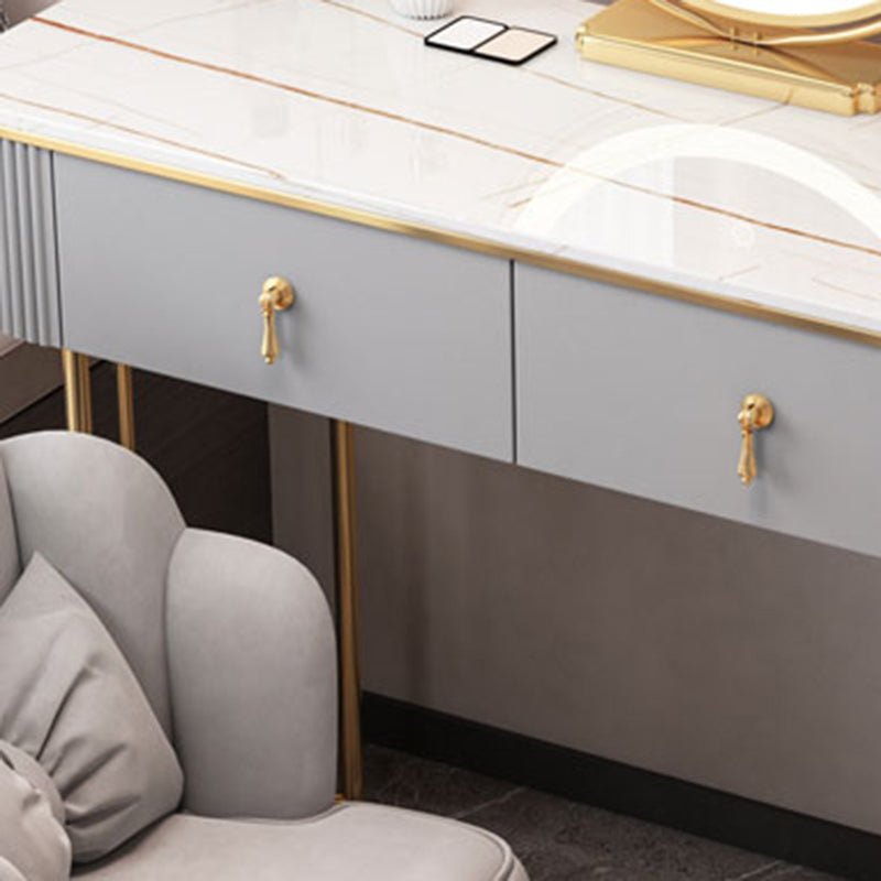 Stone Top Makeup Vanity Desk Table Metal and Engineered Wood Dresser