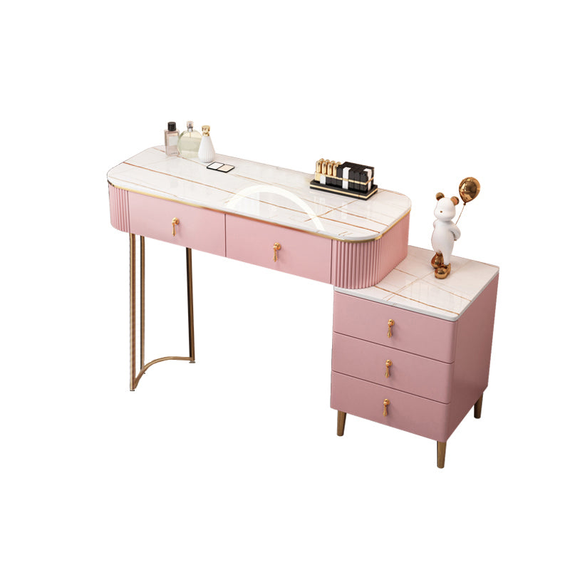 Stone Top Makeup Vanity Desk Table Metal and Engineered Wood Dresser