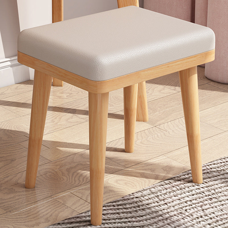 Solid Wood Dresser Scandinavian Vanity Set with Stool and Mirror