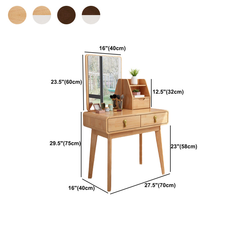 Solid Wood Dresser Scandinavian Vanity Set with Stool and Mirror