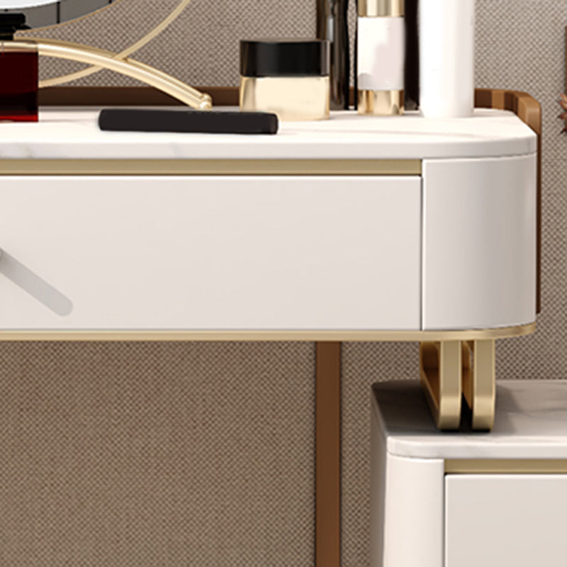 Stone Top Make-up Vanity Luxurious Metal Dressing Table in Grey/White