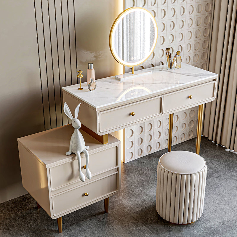 Luxurious Vanity with 2/4 Storage Drawers Stone Table Desk Vanity