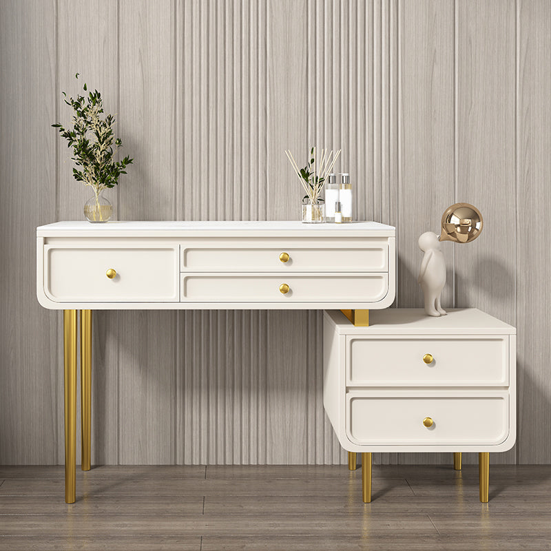 3/5 Storage Drawers Make-up Vanity Solid Wood and Stone Dressing Table