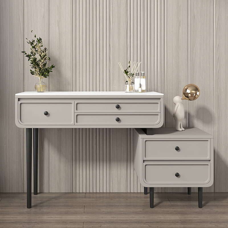 3/5 Storage Drawers Make-up Vanity Solid Wood and Stone Dressing Table