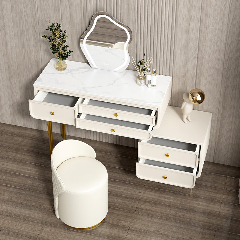 3/5 Storage Drawers Make-up Vanity Solid Wood and Stone Dressing Table