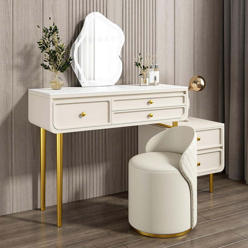 3/5 Storage Drawers Make-up Vanity Solid Wood and Stone Dressing Table