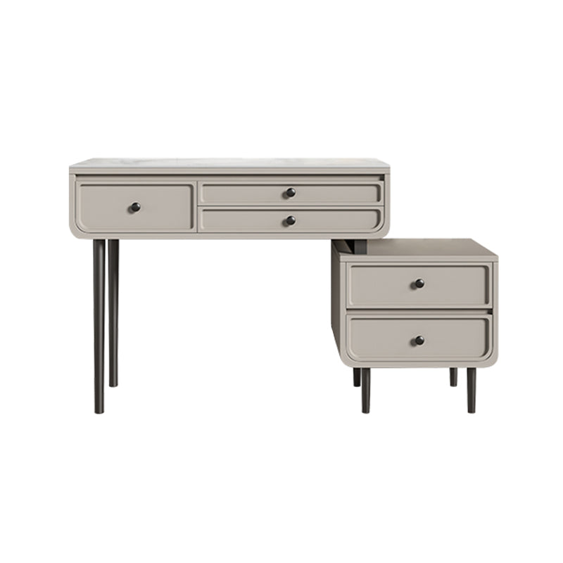 3/5 Storage Drawers Make-up Vanity Solid Wood and Stone Dressing Table