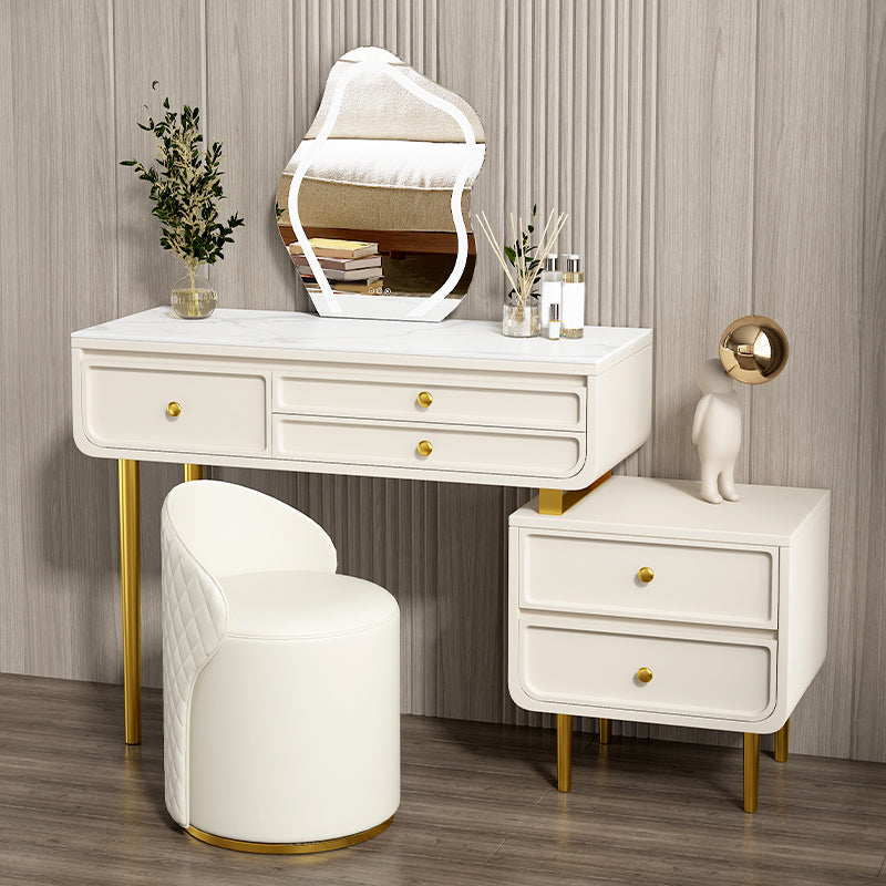 3/5 Storage Drawers Make-up Vanity Solid Wood and Stone Dressing Table