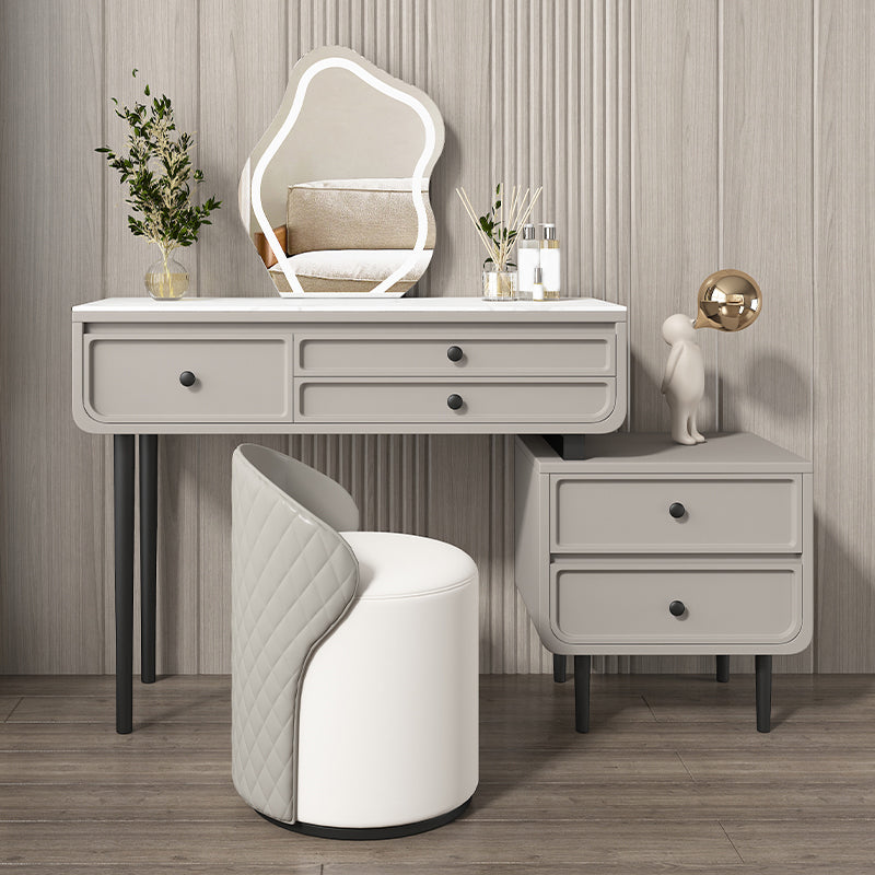 3/5 Storage Drawers Make-up Vanity Solid Wood and Stone Dressing Table