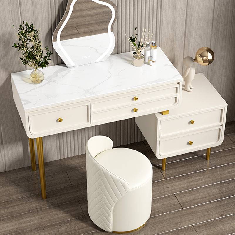 3/5 Storage Drawers Make-up Vanity Solid Wood and Stone Dressing Table
