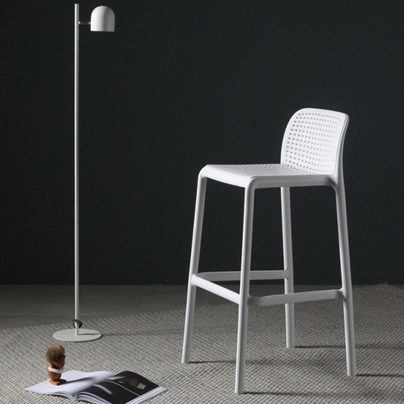 Scandinavian Plastic Barstool Plastic Counter Stool Rectangle Seat in Matte Finish