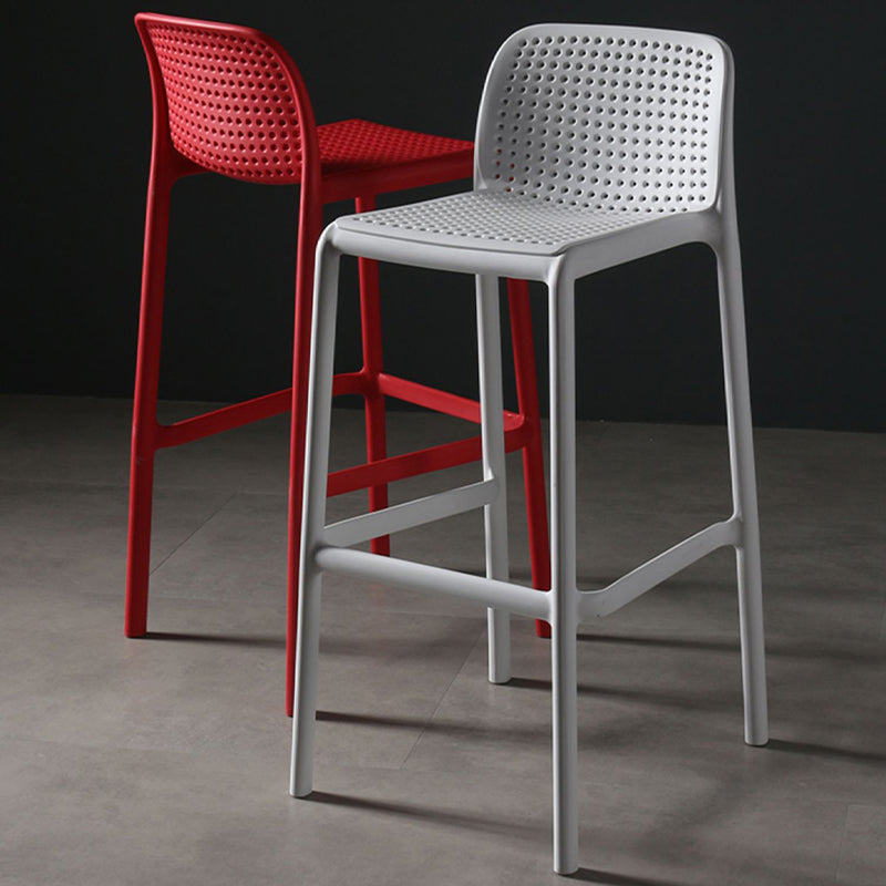 Scandinavian Plastic Barstool Plastic Counter Stool Rectangle Seat in Matte Finish