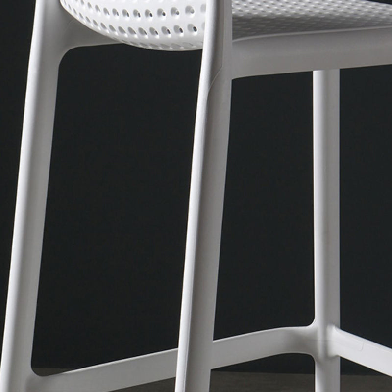 Scandinavian Plastic Barstool Plastic Counter Stool Rectangle Seat in Matte Finish