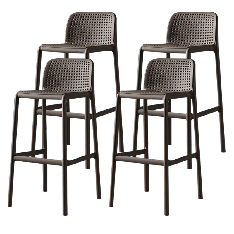Scandinavian Plastic Barstool Plastic Counter Stool Rectangle Seat in Matte Finish