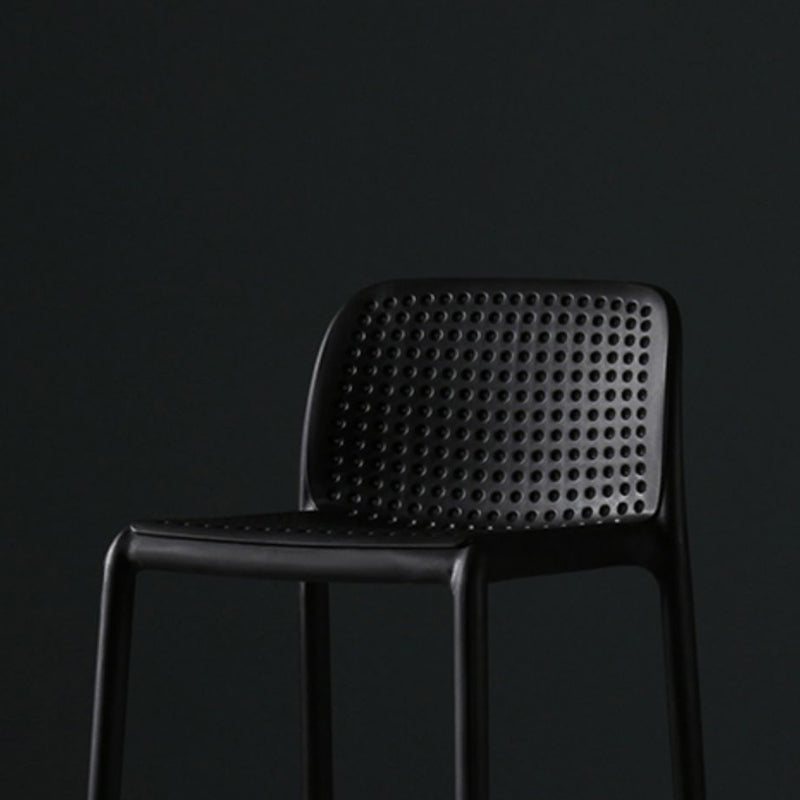Scandinavian Plastic Barstool Plastic Counter Stool Rectangle Seat in Matte Finish