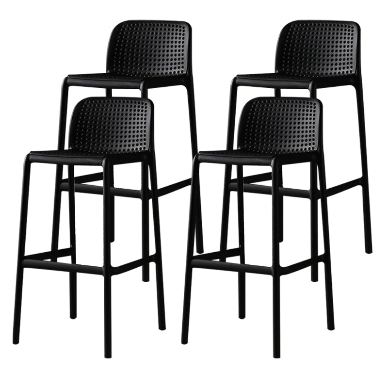Scandinavian Plastic Barstool Plastic Counter Stool Rectangle Seat in Matte Finish