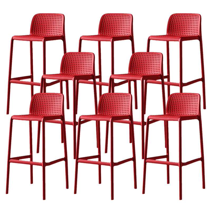 Scandinavian Plastic Barstool Plastic Counter Stool Rectangle Seat in Matte Finish